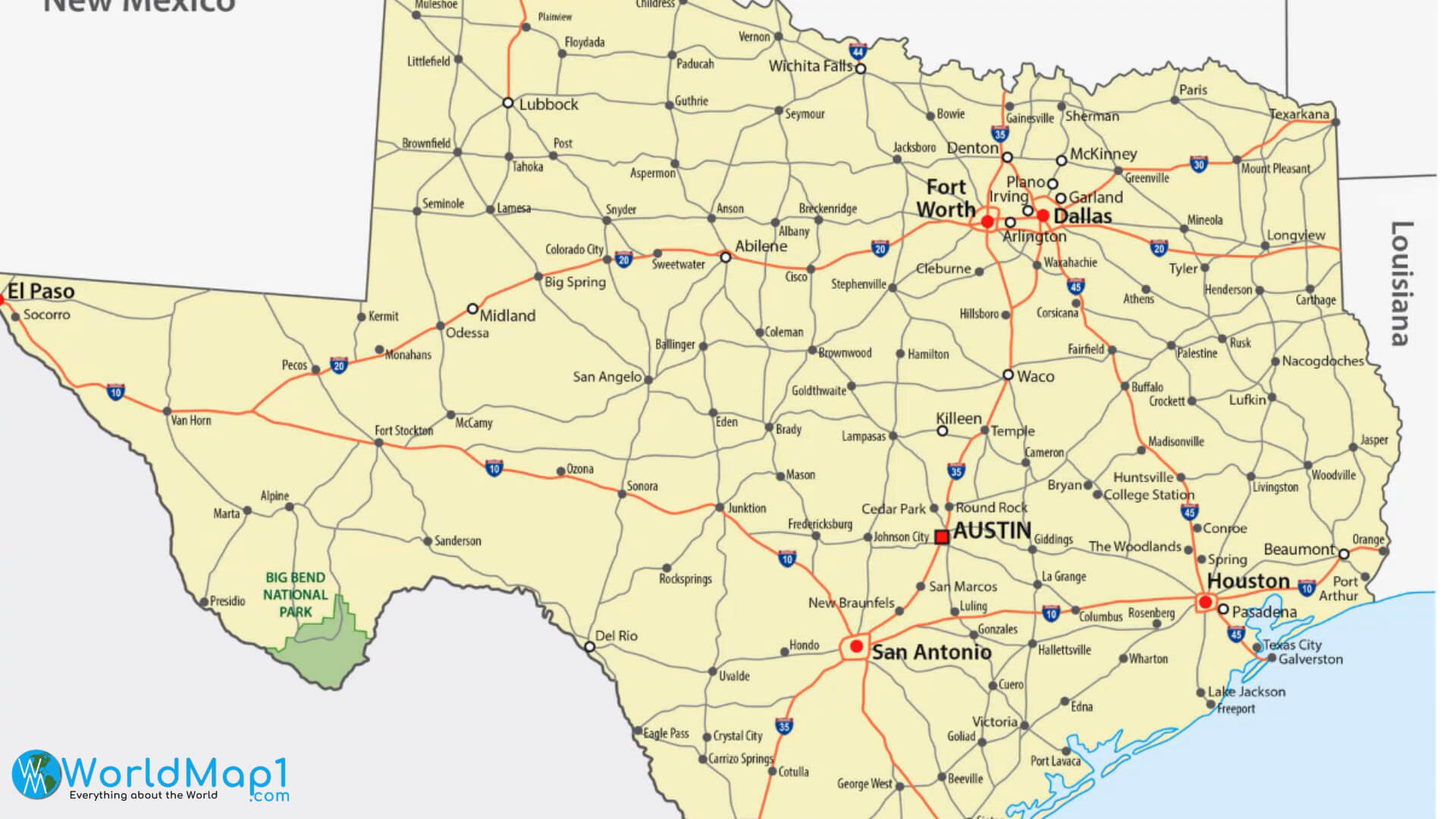 Texas Roads Map